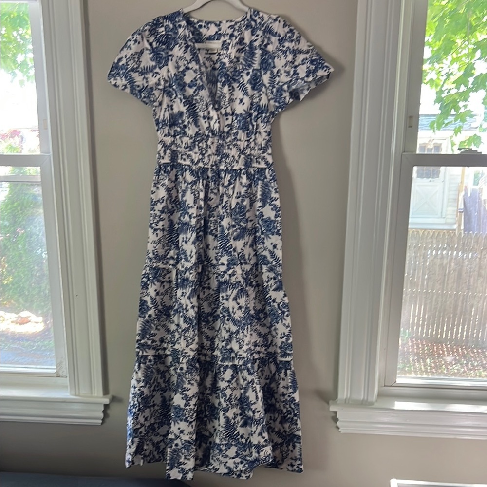 Anthropologie Blue Fern Print Somerset Maxi Dress XS